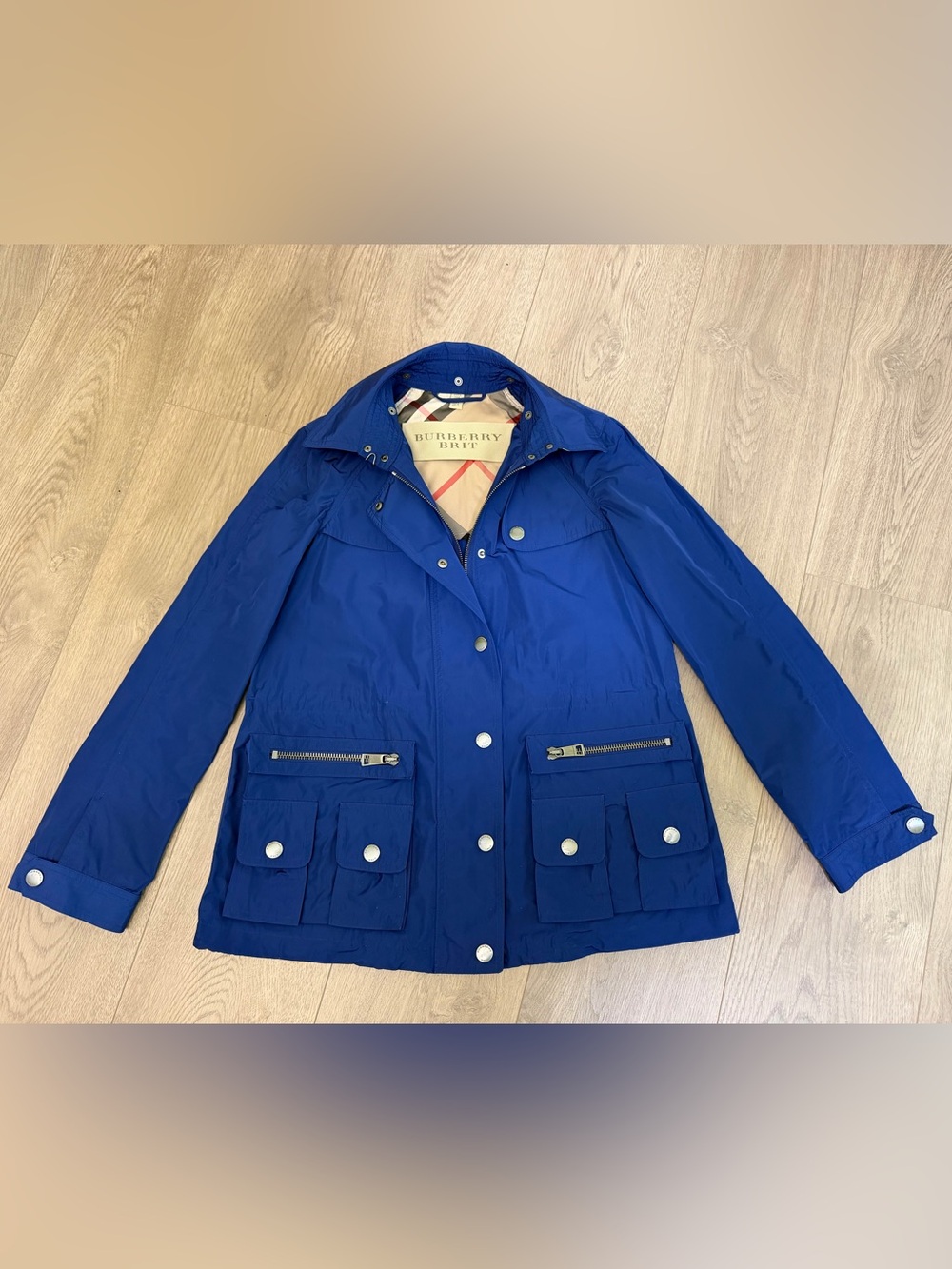 Burberry Brit Trench Raincoat Jacket  Removable Hood Adjustable Waist Versatile